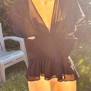 Express Black Sheer Blouse
